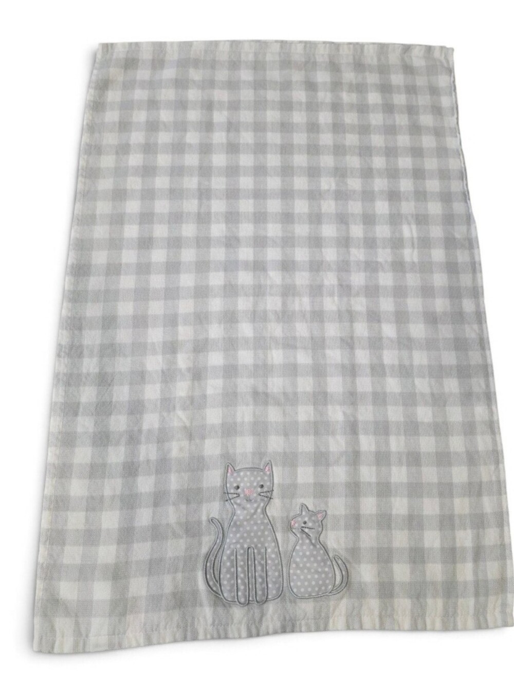 2pc Truly Lou Kitchen Towels Checkered W/Cats